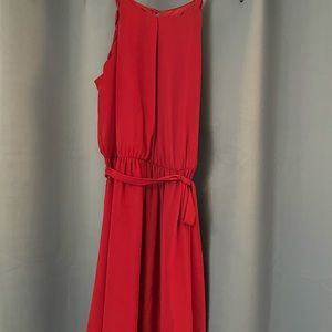 Large (petite) burgundy dress with a scalloped halter top!